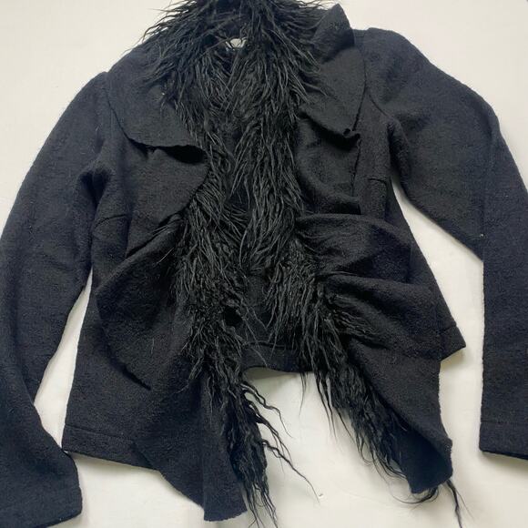 Y2k Chicos faux fur knit afghan blazer size 0 - Picture 3 of 6